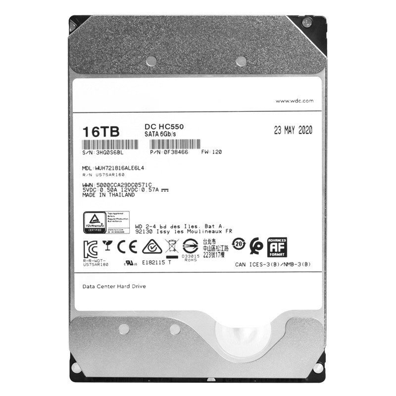 HGST HC550 16TB 3.5" SATA 7200RPM 512MB Enterprise HDD
